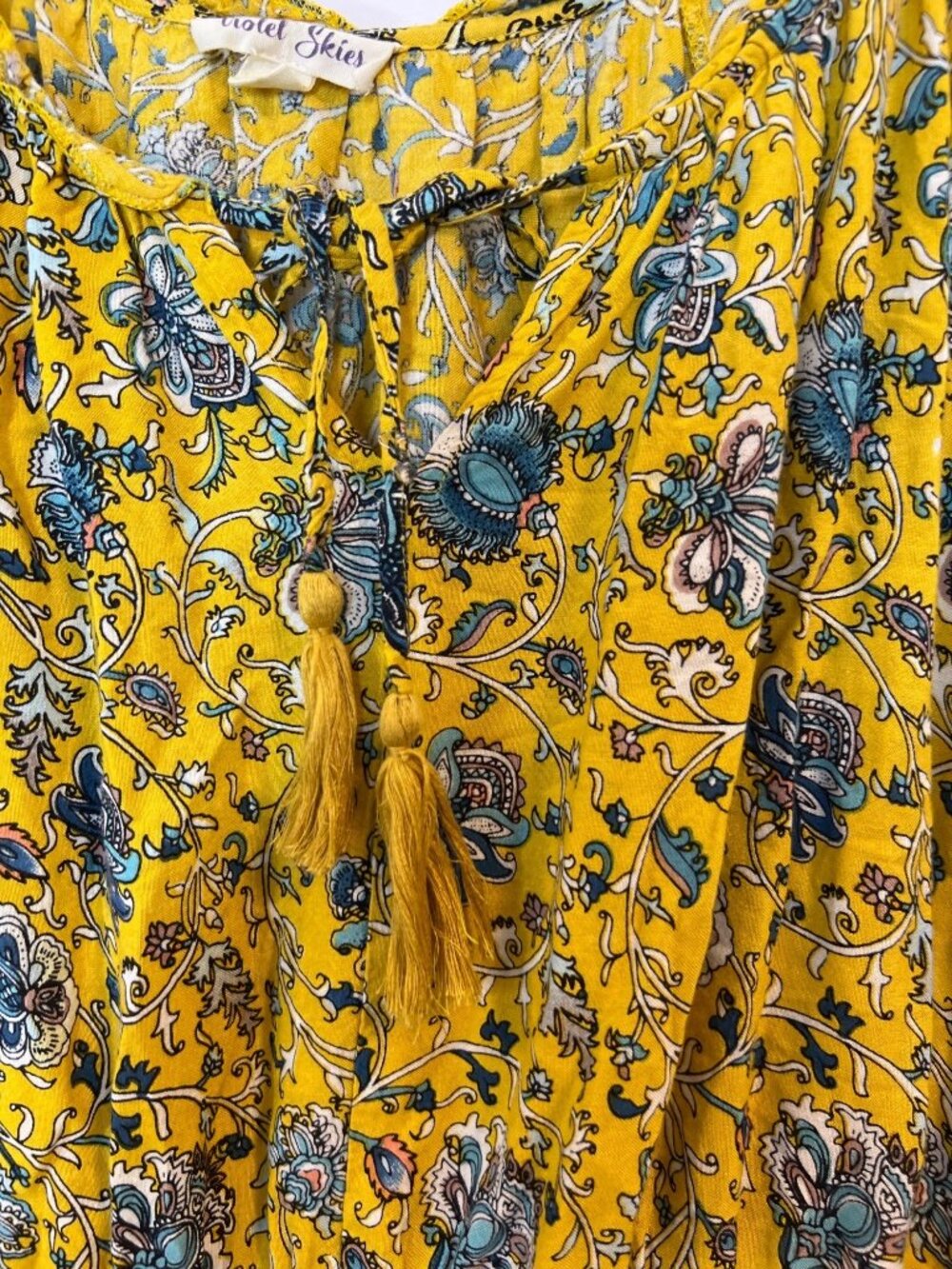 Violet Skies XL Boho Max Dress Tassels Golden Meadow Vacation Resort Flowy - Picture 6 of 8